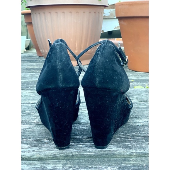 🌸2/30 Velvet wedge sandals with ankle straps - Picture 4 of 6